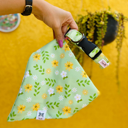 BANDANA + COLLAR FLORES VERDES